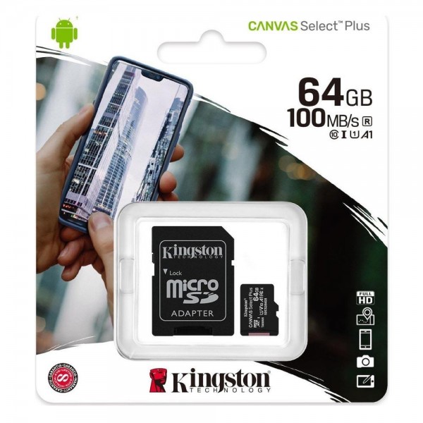 MEMORY MICRO SDXC KINGSTON 64GB CANVAS SELECT PLUS+ADAPT MEMORY MICRO SDXC KINGSTON 64GB CANVAS SELECT PLUS+ADAPT
