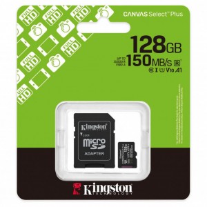 MEMORY MICRO SDXC KINGSTON 128GB CANVAS SELECT+ GEN3 +ADAP