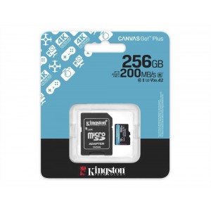 MEMORY MICRO SD KINGSTON 256GB CANVAS GO+ 200MB/s A2 U3 V30 ADA