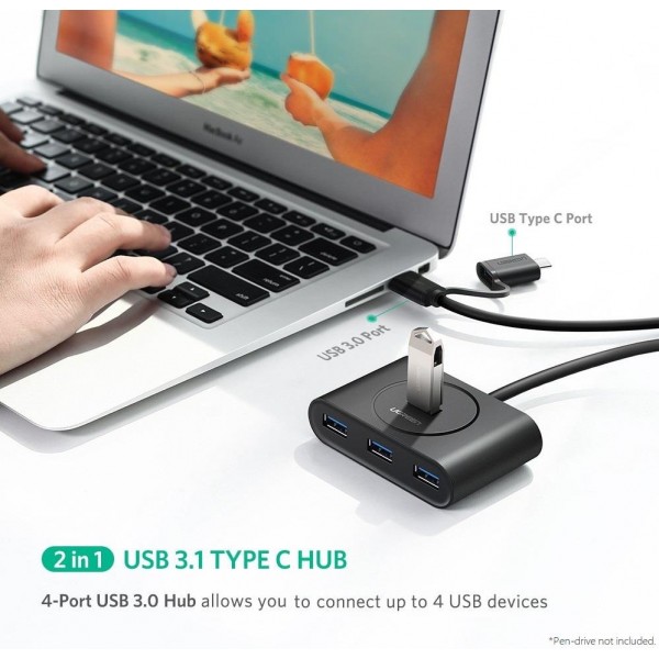 HUB UGREEN 4PORT USB 3 + USB C 3.1