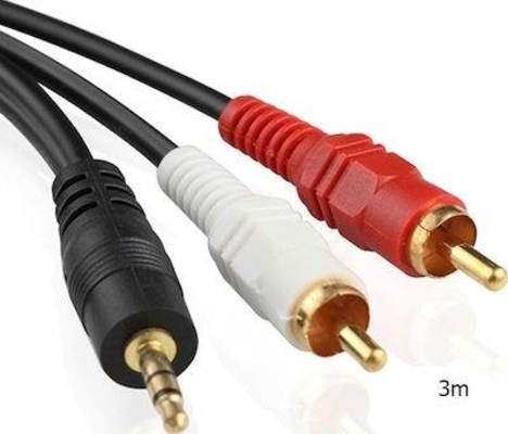 CABLE AUDIO STEREO 3,5mm Male- 2 x RCA Male 3m