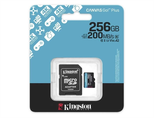 MEMORY MICRO SD KINGSTON 256GB CANVAS GO+ 200MB/s A2 U3 V30 ADA